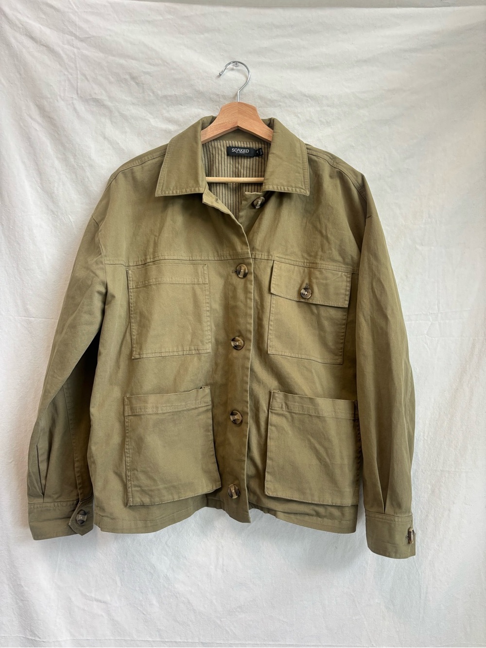Unisex Olive Field Jacket with Patch Pockets